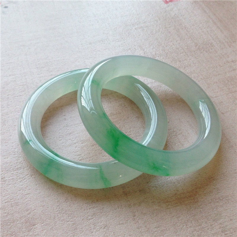 Natural Burmese Old Pit Yang Emerald Bracelet Women's Ice Green Floating Round Round Jade Bracelet Certificate