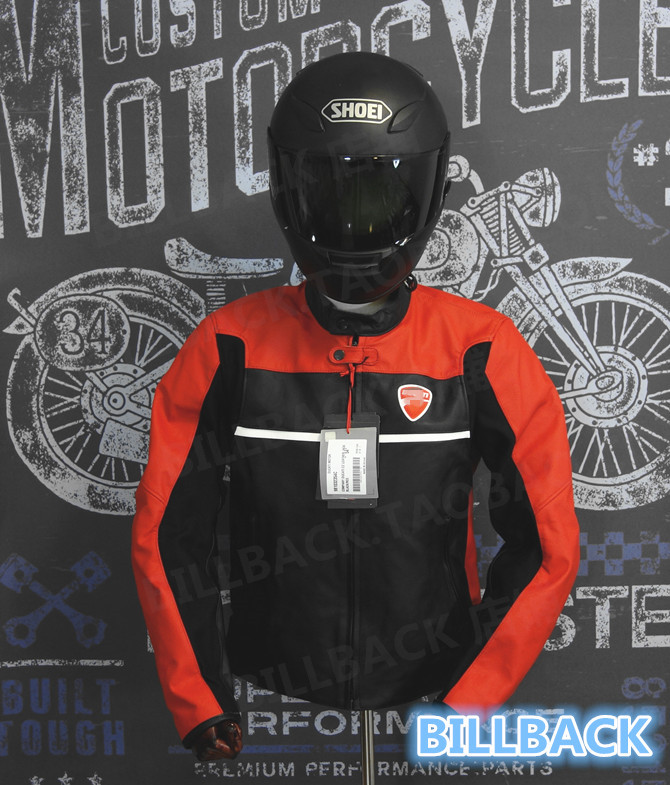 BILLBACK special clearance] Ducati Ducati classic black and red motorcycle riding leather jacket