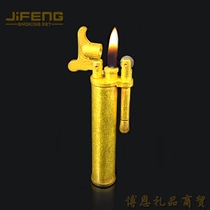 Monsoon Simple Exquisite vintage Creative Penguin Cylindrical Handmade Mini Copper Color kerosene Grinding Wheel Open Flame Lighter