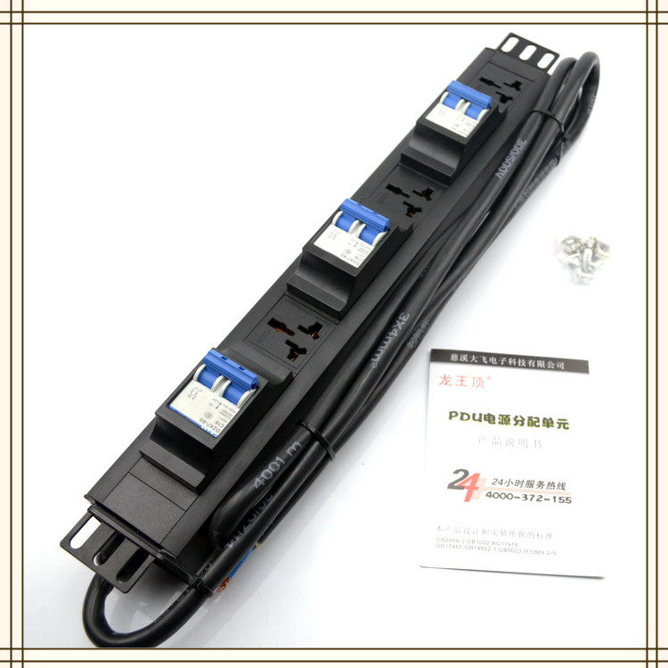Pdu cabinet socket 10A16A32A wiring row socket 3-hole output independent air switch control wiring board