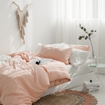 Sun-style minimalist all-cotton washed cotton bed with four pieces of pure cotton pure color bed linen bed with four pieces of cover