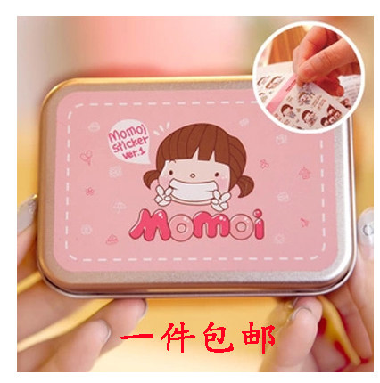 New good quality Korean cute super cute MOMOI girl stickers diy hand account stickers 20 pieces iron box hardcover