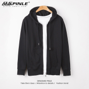 Pinnacle Cardigan Dây Kéo Áo Len Nam Trùm Đầu Đơn Giản Thể Thao Mùa Thu Mỏng Dài Tay Màu Đen Xám Rắn Màu Loose Jacket