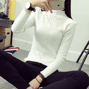 Mùa thu đông của phụ nữ đính cườm áo len nửa cổ áo len dày đầu áo len ngắn Áo len phiên bản Hàn Quốc của áo len ấm áp - Áo len