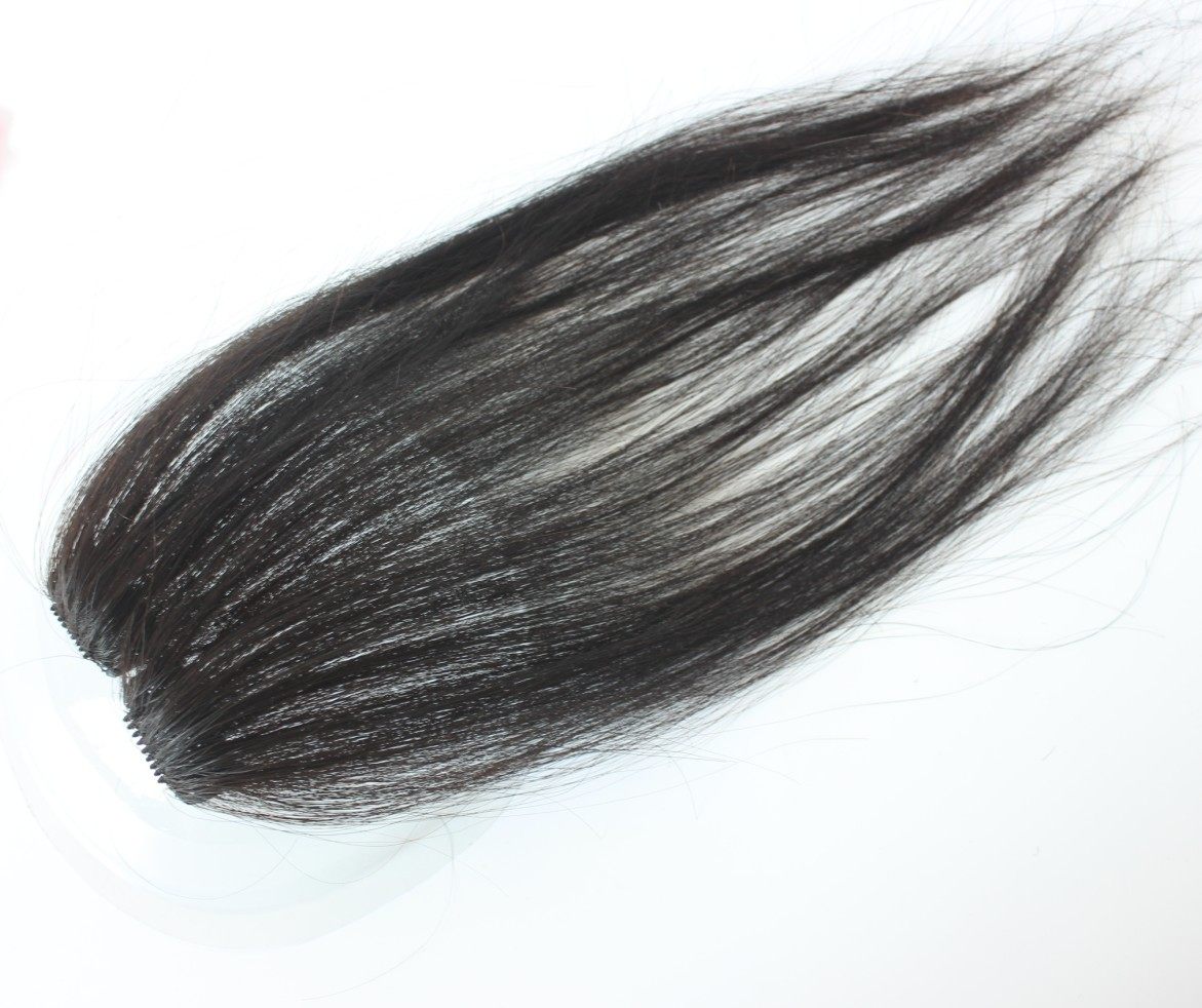 Real hair top top patch Pure hand-woven pad high hair tablet wig piece Straight hair piece Invisible hair pad hair pad