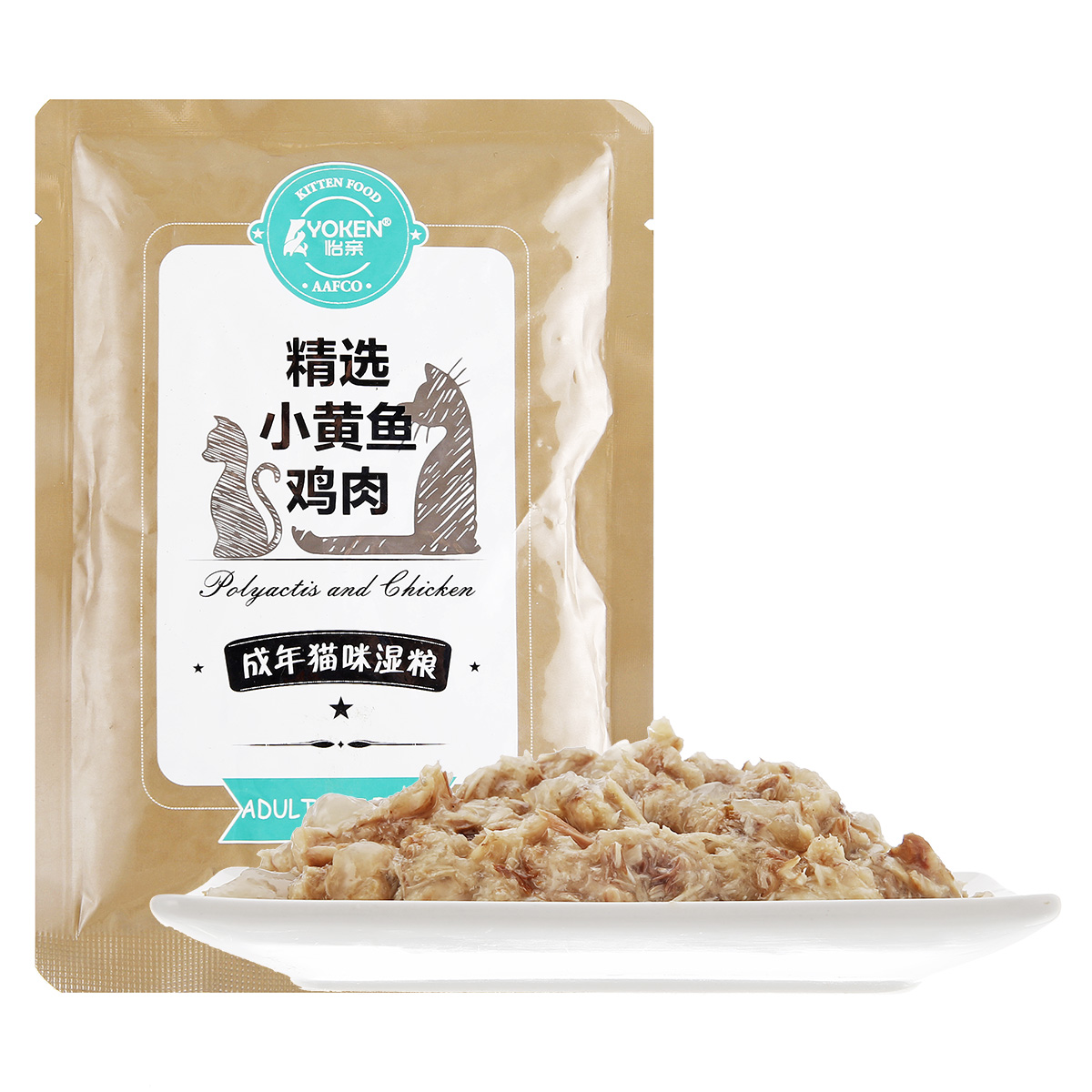 波奇网宠物猫零食妙鲜包湿粮包怡亲小黄鱼鸡肉鲜封包110g成猫零食
