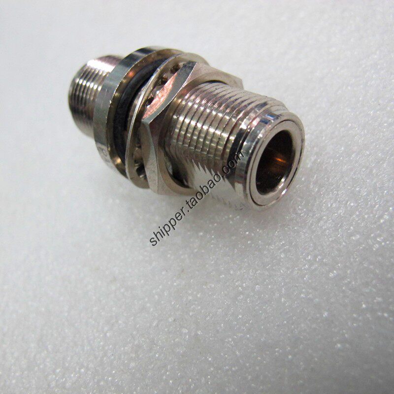 Imported extended N-type female double-way straight-through N-type female with installation nut double-way