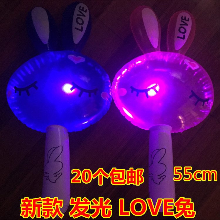Children's inflatable glowing rabbit stick animal hammer wholesale props Kindergarten gifts hot stall toys