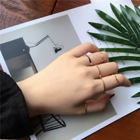 Nhật Bản và Hàn Quốc đơn giản kết hợp nhẫn trang sức thủy triều mở đuôi nhẫn nhẫn nam và nữ [6 bộ] J05 đeo nhẫn ngón trỏ