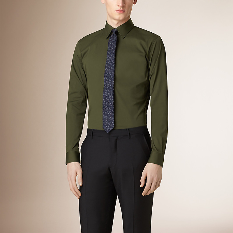 BURBERRY/博柏利修身剪裁弹力棉质混纺衬衫 39837671