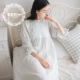 Phong cách cung điện retro cho người phụ nữ mang thai bộ đồ ngủ nữ công chúa cotton ren đồ ngủ dài cotton vải lanh gạc dịch vụ nhà mùa xuân và mùa thu - Đêm đầm