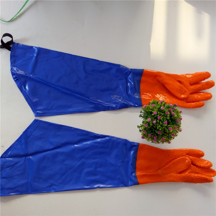 Spring bud gloves 908 anti-slip plus sleeve oil-resistant acid-base non-slip industrial gloves 80 cm