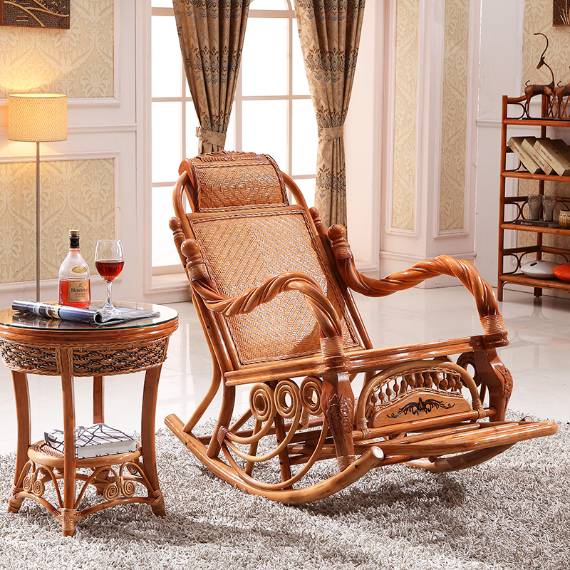 rattan rocking chair rattan wood rocking chair rattan leisure chair rattan lazy chair solid wood recliner for the elderly recliner