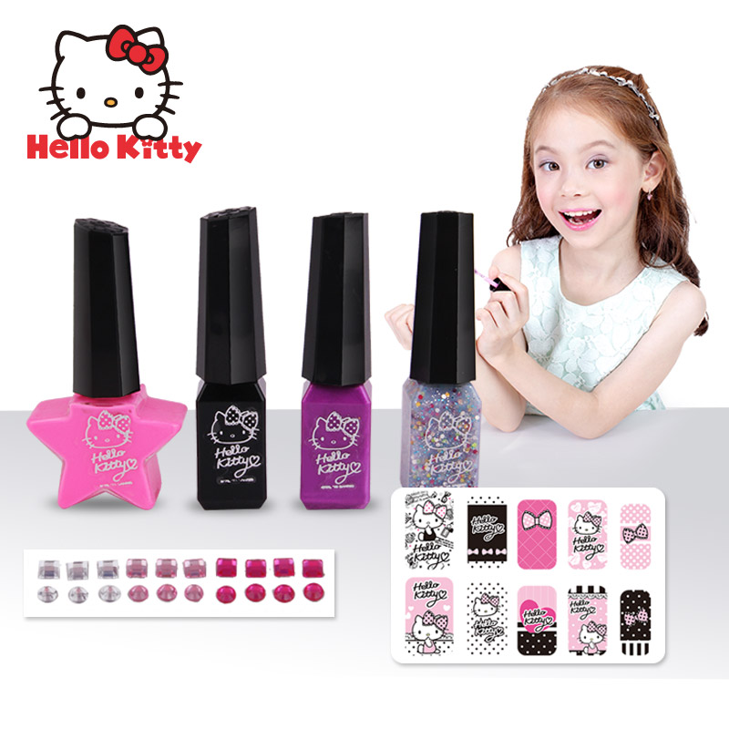 HelloKitty凯蒂猫儿童美甲饰品套装指甲油可剥撕无毒持久贴纸玩具