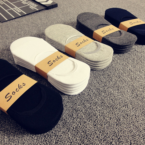 Five Pairs of Men's Low-Cut No-Show Socks, Non-Slip, Ultra-Short Socks, Summer Invisible Thin Pure Cotton Sock Liners
