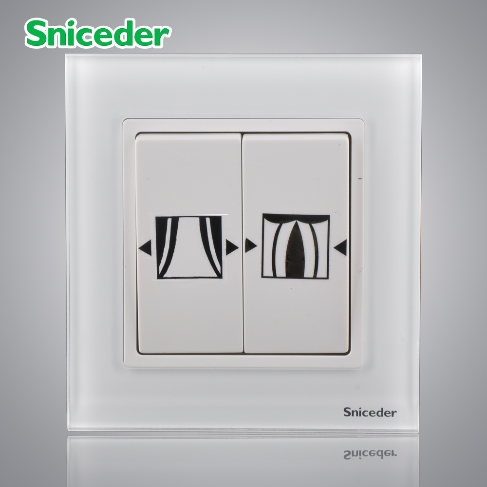 Tempered glass automatic reset manual intelligent curtain electric home electric roller shutter tubular motor control switch