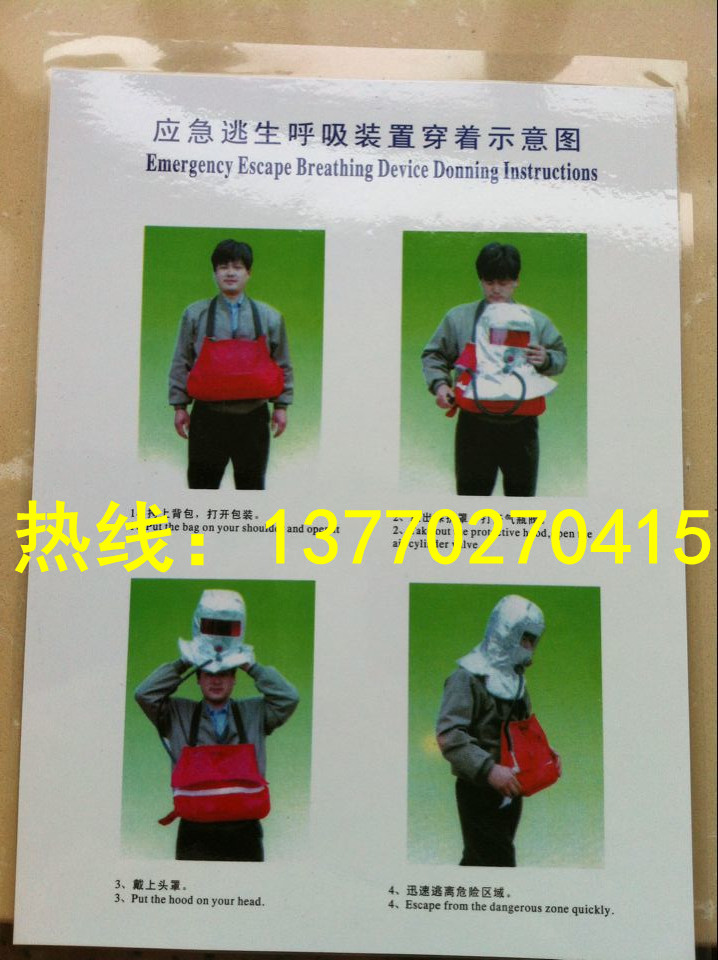 Emergency escape aspirator device wearing schematic diagram All kinds of poster schematic diagram and other printed products