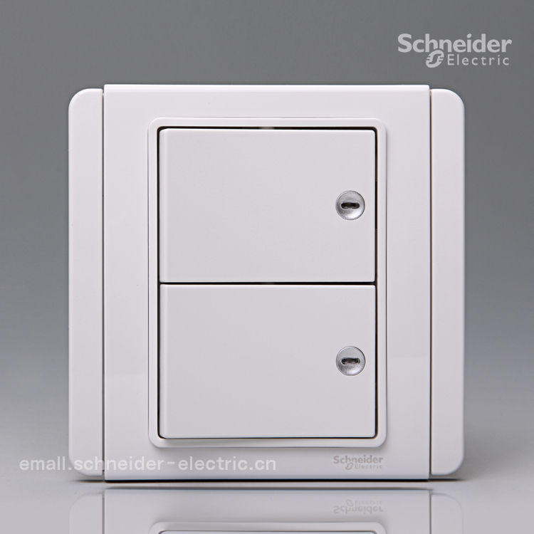 Schneider Chisheng E3000 Will White + White 10A Horizontal Large Push Plate Double Single Control Switch with Led Indicator