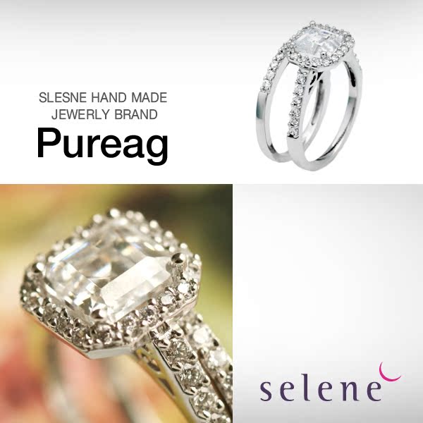 来自星星的你全智贤同款项链品牌Selene 925银方形锆钻戒指