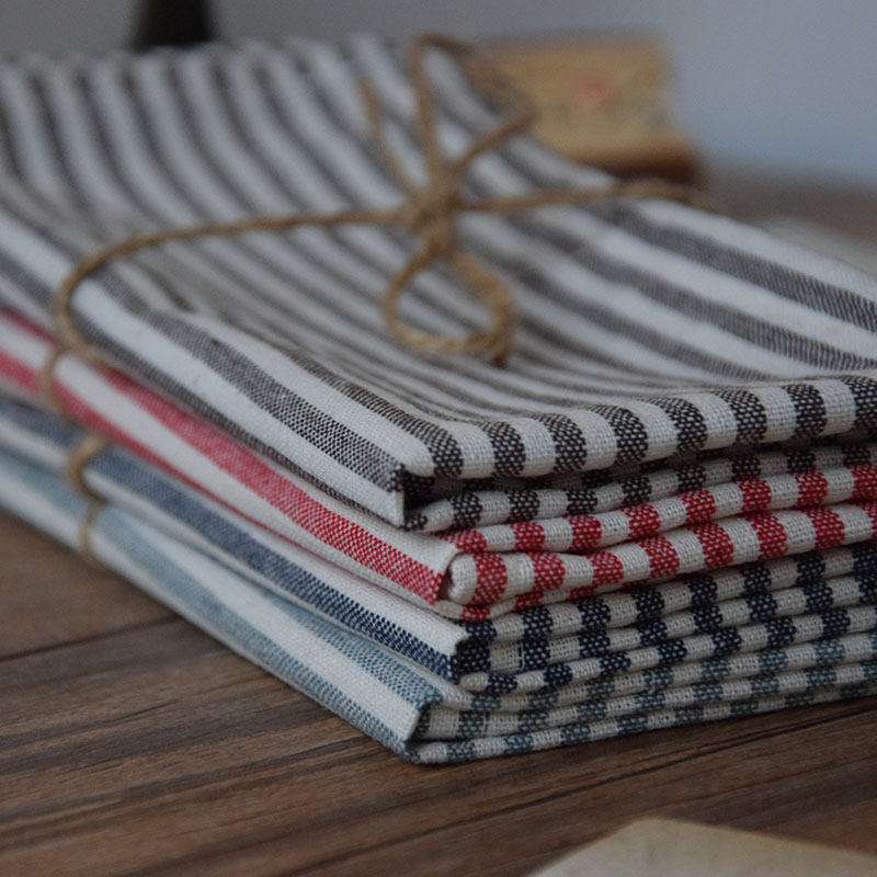 Japanese-style striped fresh cotton linen placemat napkin cloth cover cloth photo props background tablecloth western food bowl plate coaster