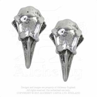 Британский алхимический подлинный E359 Rabeschadel Tin Goth Сова Skull Bird Head серьги