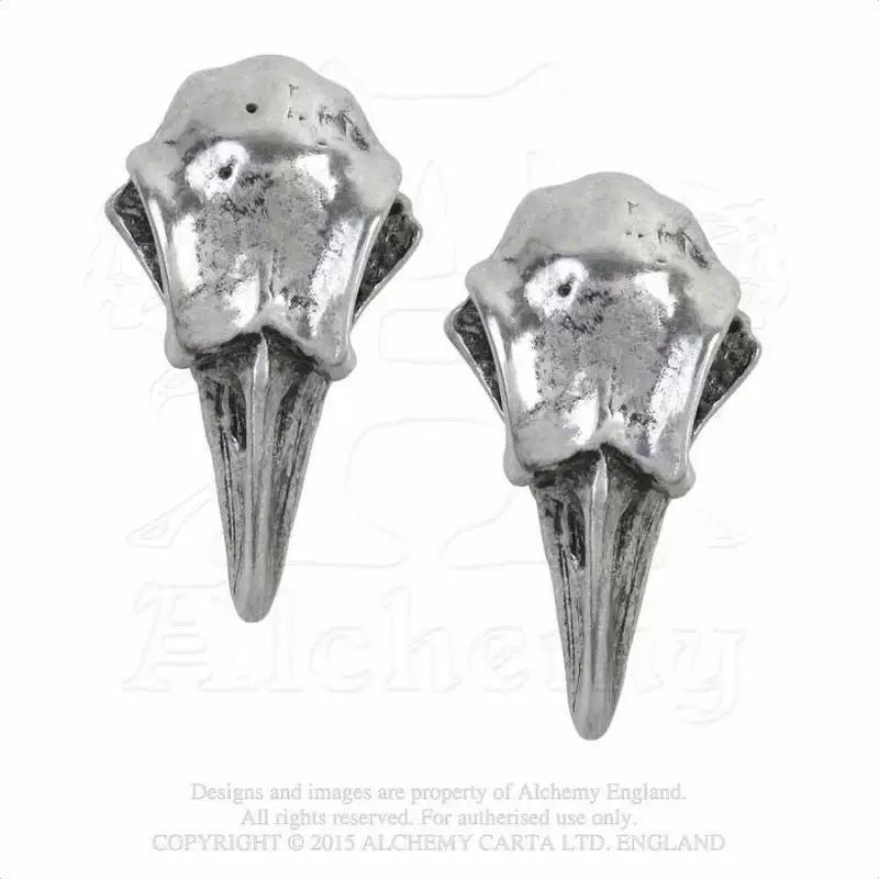 Британский алхимический подлинный E359 Rabeschadel Tin Goth Сова Skull Bird Head серьги