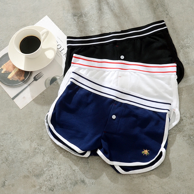 Comfortable breathable bee embroidery pure cotton men's underwear home pants boxers loose pajamas Aro pants