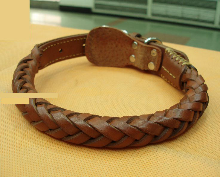 ) Thick wrap braided cowhide dog collar dog collar large dog medium dog collar leather collar large