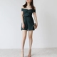 Bộ đồ liền thân mùa hè 2018 của TANSSHOP phiên bản mới của Hàn Quốc của chiếc quần jumpsuit ren không đều tự phối quần đùi bò nữ Quần short