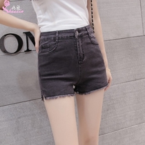 High-waisted a denim shorts female summer new Korean version of Joker burrs hole elastic tight hot pants thin students