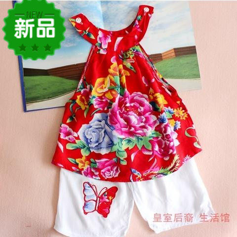 女宝宝唐装夏百天周岁服婴幼儿棉绸空调服女童无袖夏装外事送礼服