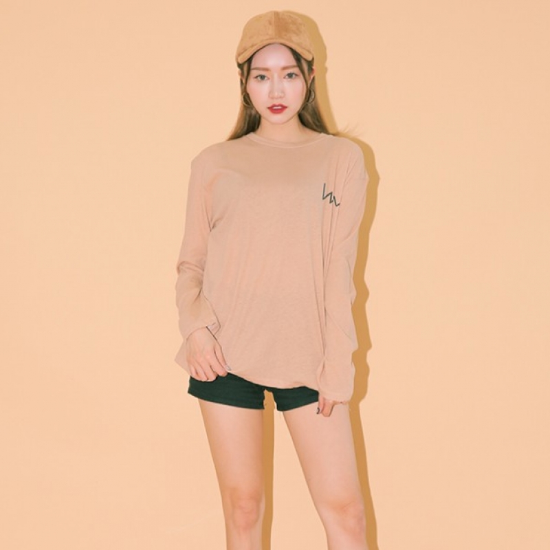 韩国stylenanda官方正品 心电图印花圆领T恤-米色