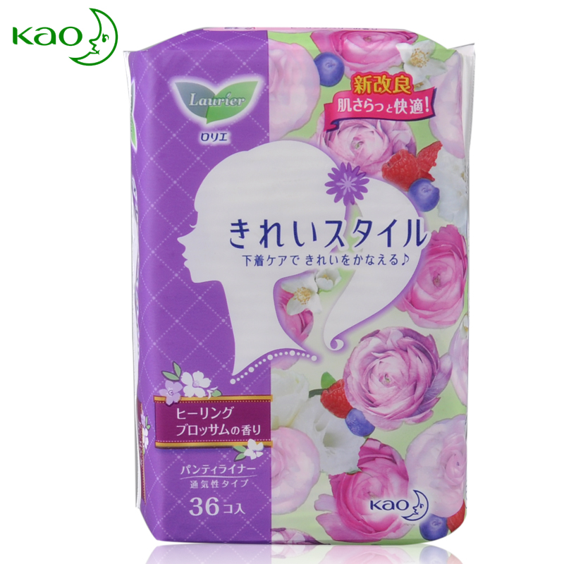 日本进口花王乐而雅棉柔超薄清透自在卫生护垫无荧光剂 百花香36p