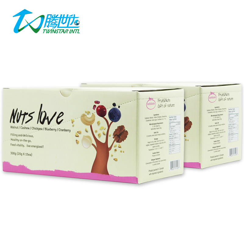 两盒加拿大原装oohilove多种坚果杂果全营养零食20g*15袋*2礼盒装