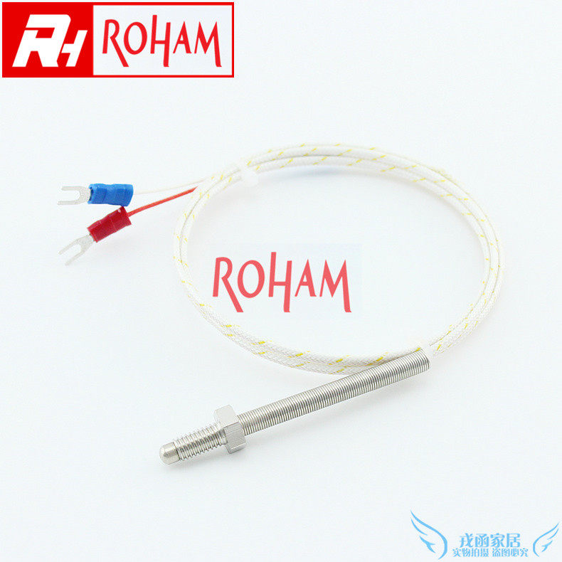 RH thermocouple Class A glass fiber wire J type screw thermocouple M6 thread fixed insulation