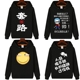 Hài hước cá tính văn bản áo len nam trùm đầu cộng với ăn nhung và áo khoác cờ bạc áo hoodie form rộng Áo len