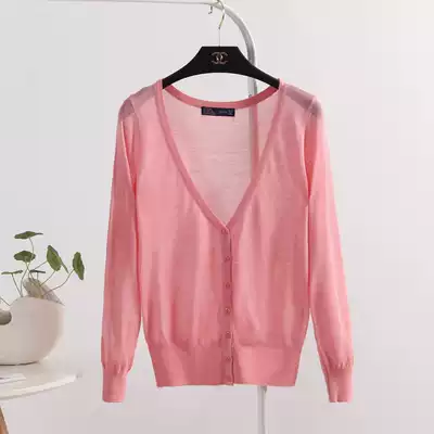New women's summer sweater women's cardigan thin Korean long sleeve shawl outside air conditioning sunscreen sweater coat