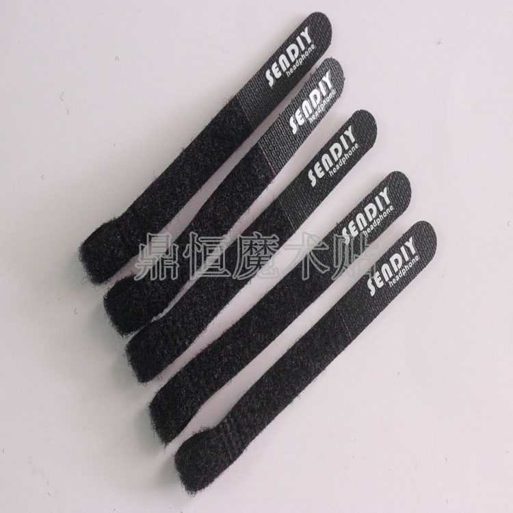Screen printing logo cable management belt P-type cable tie T-type strap Special Velcro Velcro 10*100mm