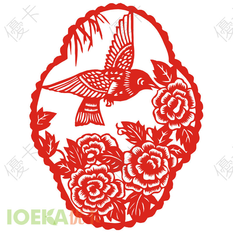 Sticker window flower paper cut sticker New Year Spring Festival auspicious glass sticker large (birds and flowers 1) CH0123