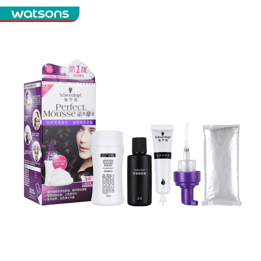 【屈臣氏】Schwarzkopf施华蔻摩丝染发乳(黑/棕/纯黑/红) 染发液