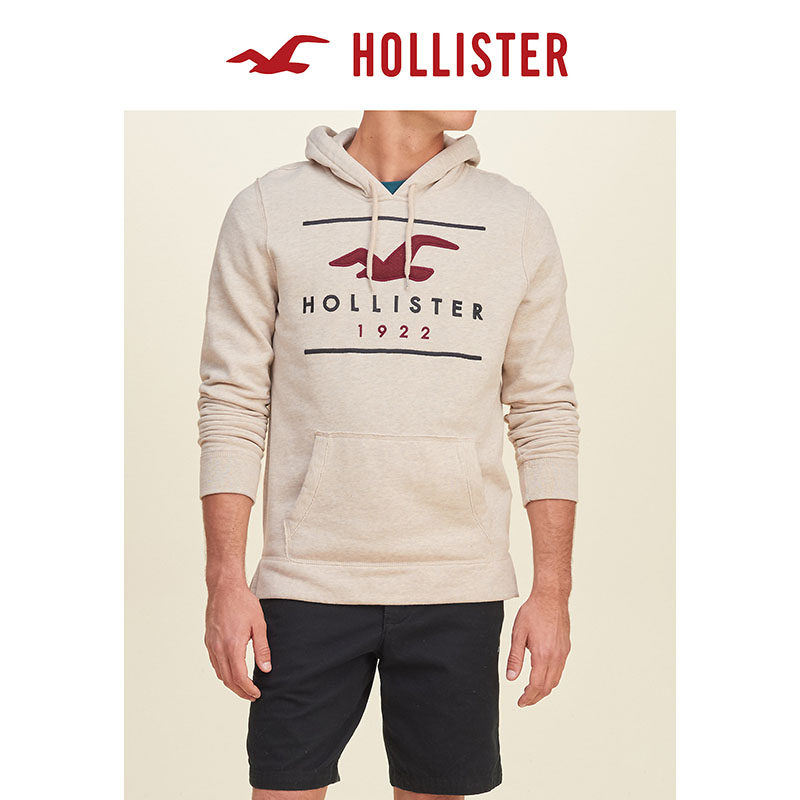 Hollister 标识贴花图案标识帽衫卫衣 男 125425