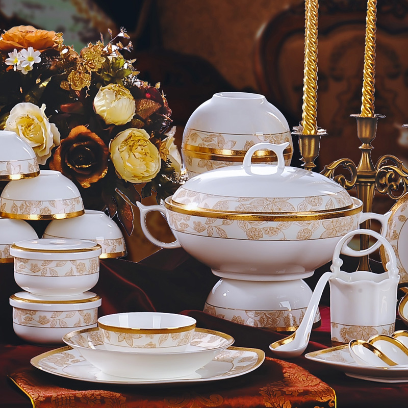 Red xin 60 head of jingdezhen ceramic tableware suit bowl dish dish European porcelain tableware ceramics wings of an angel
