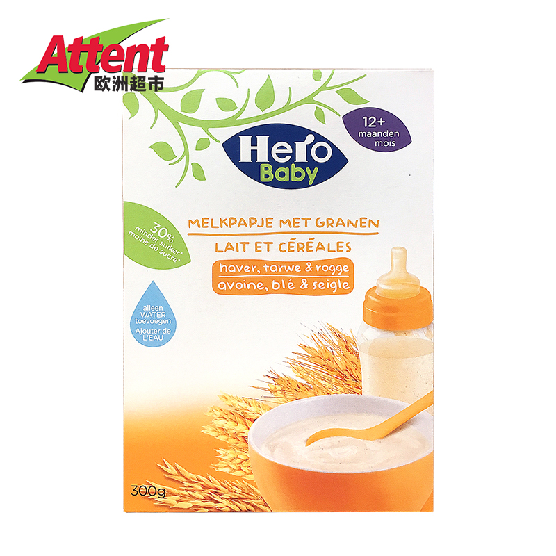 荷兰原装herobaby宝宝辅食玉米燕麦谷物米粉米糊12个月以上300g