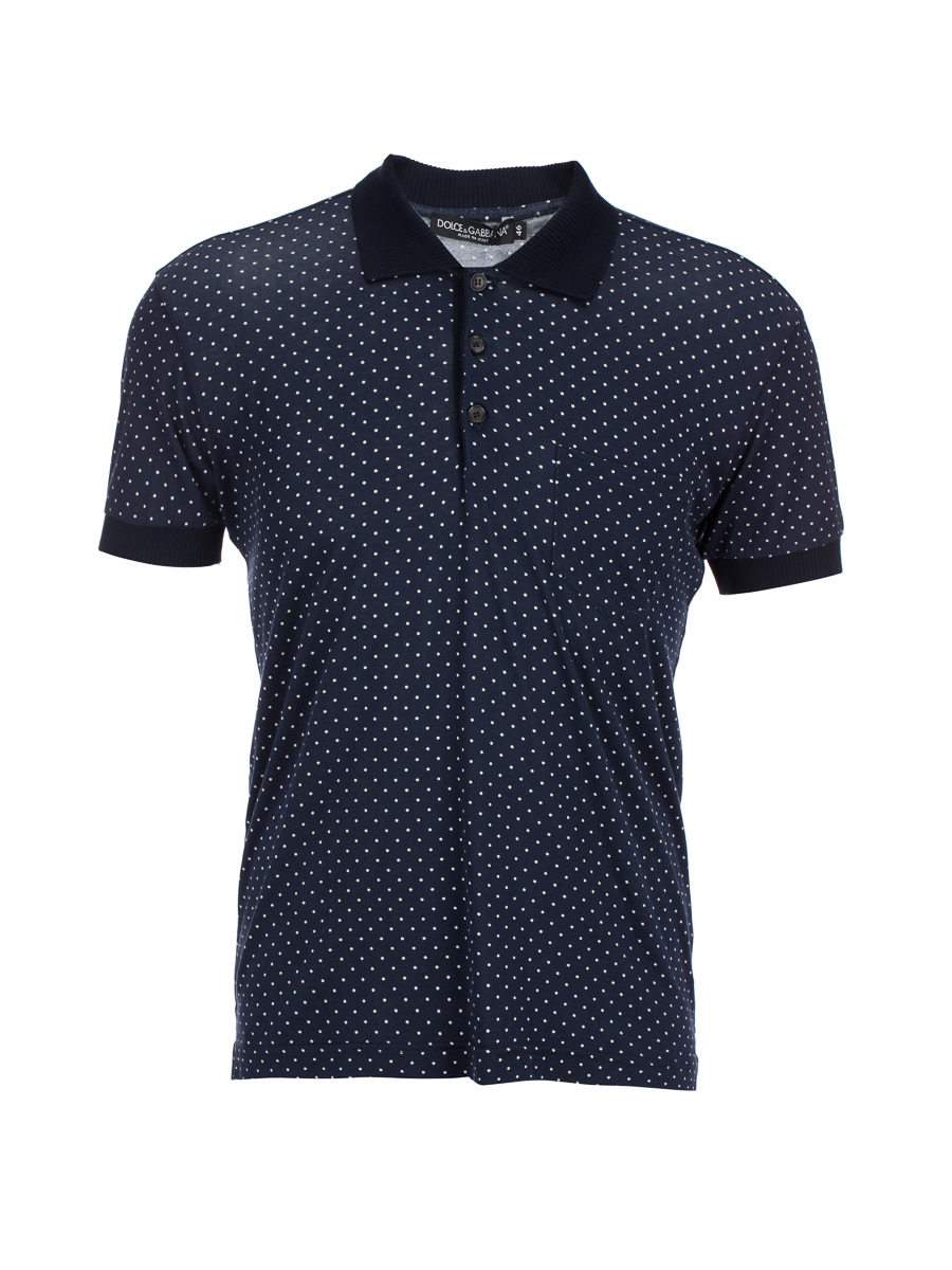 Dolce&Gabbana 蓝色波点短袖Polo衫