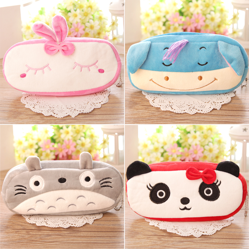 Korea Cute Cartoon Animal Plush Children Pen Bag Pencil Case Girls Day Gift Mobile Phone Package Wholesale