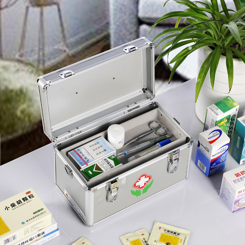 Large medium - sized sized portable aluminum alloy belt lock household multi - layer medical medicine box outpatient receives emergency drug box