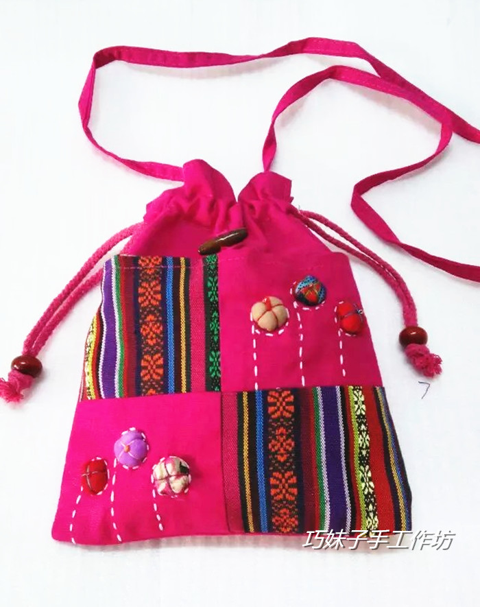 Yunnan Lijiang Ethnic Wind Handmade Bag Mobile Phone Bag Slanted Scapegoat Girl Casual Zero Wallet Carry Bag Inclined Satchel Bag