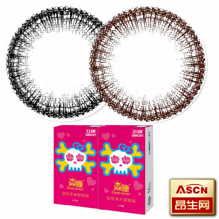 卫康美瞳半年抛槑瞳眼泛桃花系列混血自然彩色近视隐形眼镜1片 TF