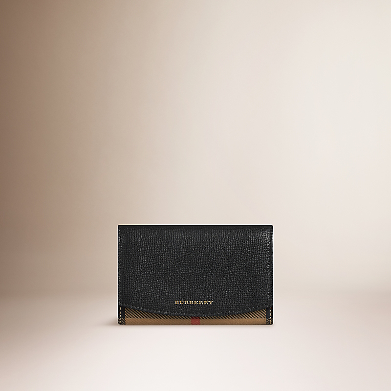 BURBERRY/博柏利House 格纹拼皮革短款钱夹 39753571