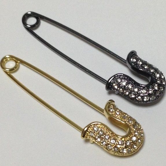 Golden streamline ອອກ​ແບບ​ເພັດ​ເຕັມ​ທີ່ sweater pin brooch corsage pin shawl buckle *